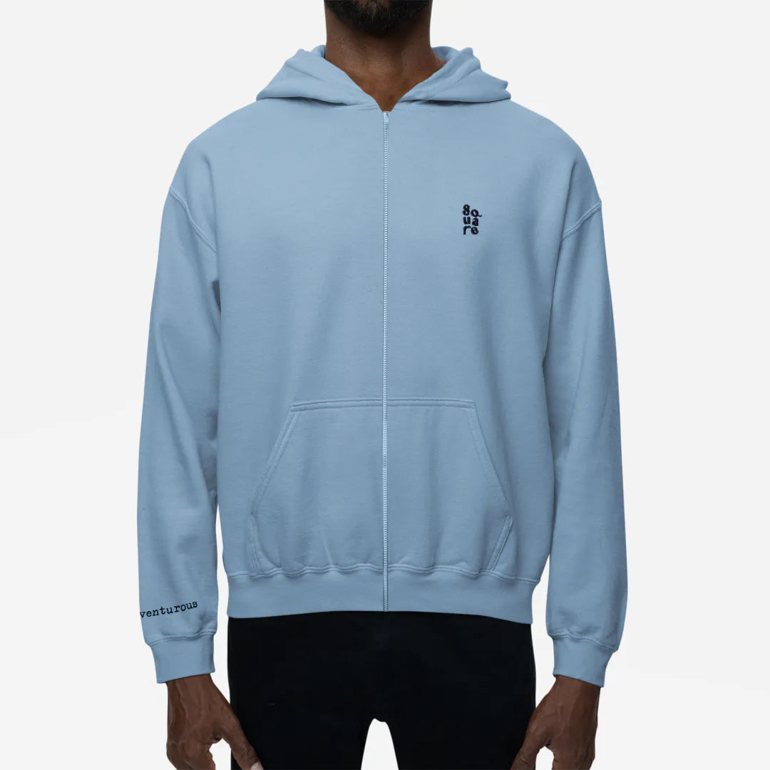 Adventurous - Angel Blue Zipper Hoodie